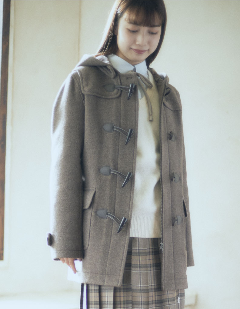 ダッフルコート〈ダブルフェイス〉ココアブラウン