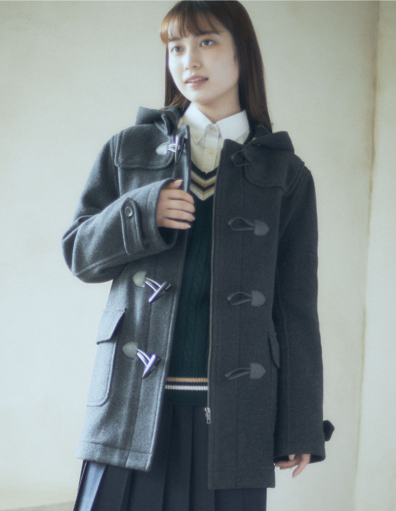 ダッフルコート〈ダブルフェイス〉チャコールグレー