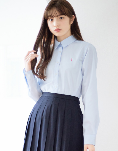 ブロードシャツ〈さくら女神〉サックス