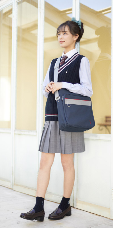 ショルダーバッグ ネイビー×レッド